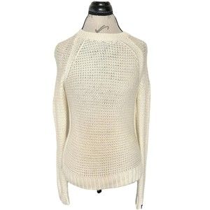 Banana Republic Womens Ribbed Ivory Sweater Size Small Waffle Knit Comfy Yellow